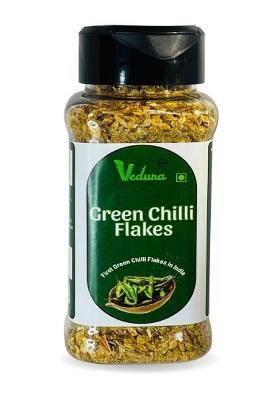 Vedura Green Chilli Flakes, Sun-Dried Spice, Natural Earthy Flavour, No Additives Or Colours, 50G