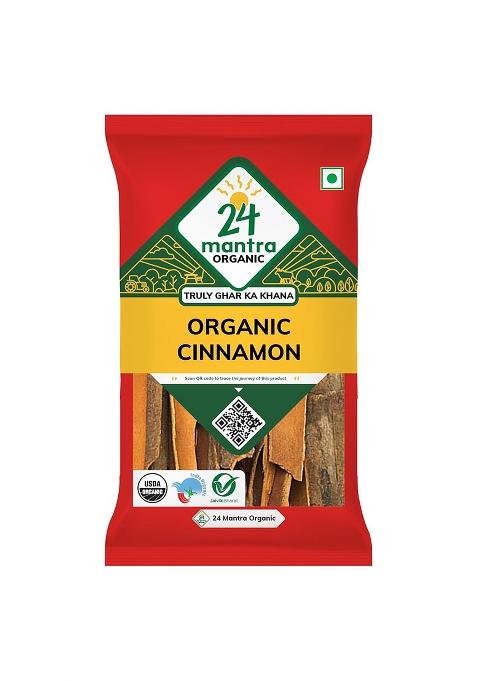 24 Mantra Organic Cassia/Cinnamon/Dalchini/Dalchina Chekka - 100Gms, Pack Of 1, 100%