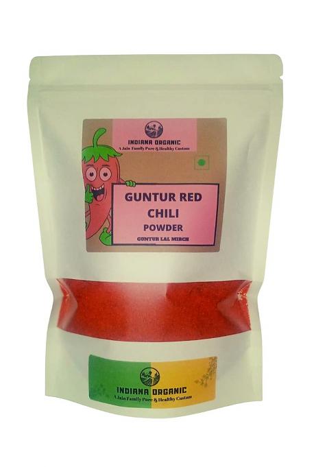 Indiana Organic Guntur Chilli Powder 400 Grams | Freshly Ground Packed On Order Extra Hot Spicy Zero Added Colours, Fillers, Additives & Preservatives