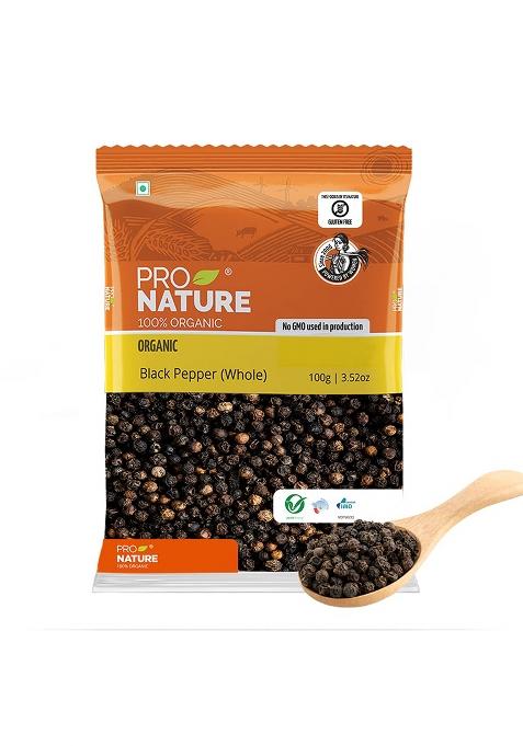 Pro Nature 100% Organic Black Pepper (Whole), 100 Gram