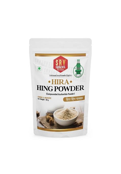Srv Spices (Iron Pounded) Hira Hing Powder | Premium Compounded Asafoetida Strong Aroma & Flavor Iron Pounded Low-Temperature Grinding (Ltg) Ideal For Cooking Seasoning