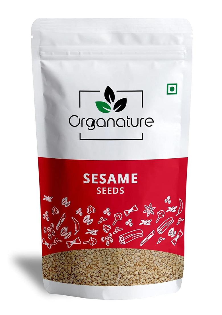 Organature Fresh & Natural Sesame Seeds Unhulled | White Til Tal For Weight Loss High In Nutrient Dietary Fibre Raw Eating (350 Grams)