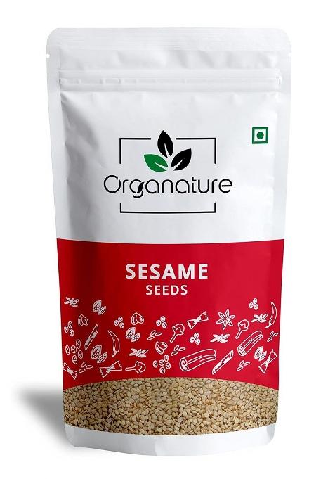 Organature Fresh & Natural Sesame Seeds Unhulled | White Til Tal For Weight Loss High In Nutrient Dietary Fibre Raw Eating (350 Grams)