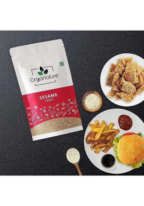 Organature Fresh & Natural Sesame Seeds Unhulled | White Til Tal For Weight Loss High In Nutrient Dietary Fibre Raw Eating (350 Grams)