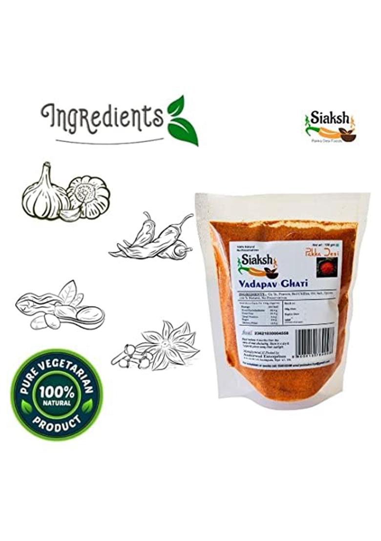 Siaksh Authentic Mumbai Vada Pav Masala Powder Mix, Instant Ready To Use Vadapaw Powder, Wada Pao Dry Chutney Tasty & Spicy Flavor, Indian Seasoning And Masalas With Delicious Taste (2)(150Gm)