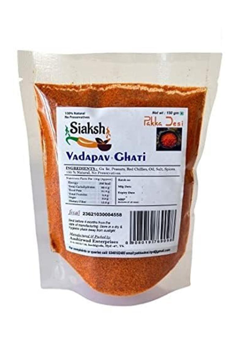 Siaksh Authentic Mumbai Vada Pav Masala Powder Mix, Instant Ready To Use Vadapaw Powder, Wada Pao Dry Chutney Tasty & Spicy Flavor, Indian Seasoning And Masalas With Delicious Taste (2)(150Gm)