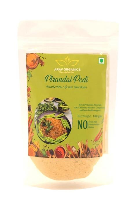 Arav Organics Pirandai Podi | 100% Natural & Pure Homemade Herbal Powder For Joint Pain, Bone Strength Digestion No Preservatives Rich In Calcium Antioxidants (100G)
