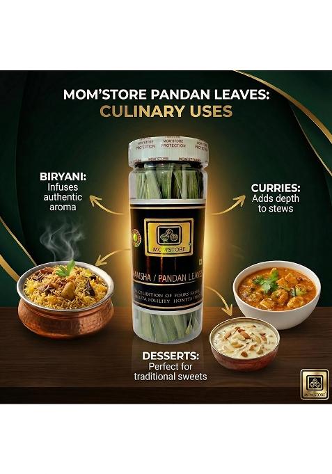 Mom'Store Rambha/Pandan/Biryani Leaves 10G | Aromatic & Natural Dried Pandanus Perfect For Biryani, Curries, Desserts Beverages 100% Vegan Kerala Homestead Spice