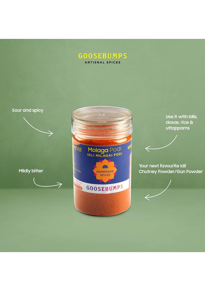 Goosebumps Molagai Podi | Homemade Gunpowder Ready To Use Artisanal & Authentic No Bulking Agent, Artifical Colours Or Preservatives Used Idli Dosa Chutney 90G
