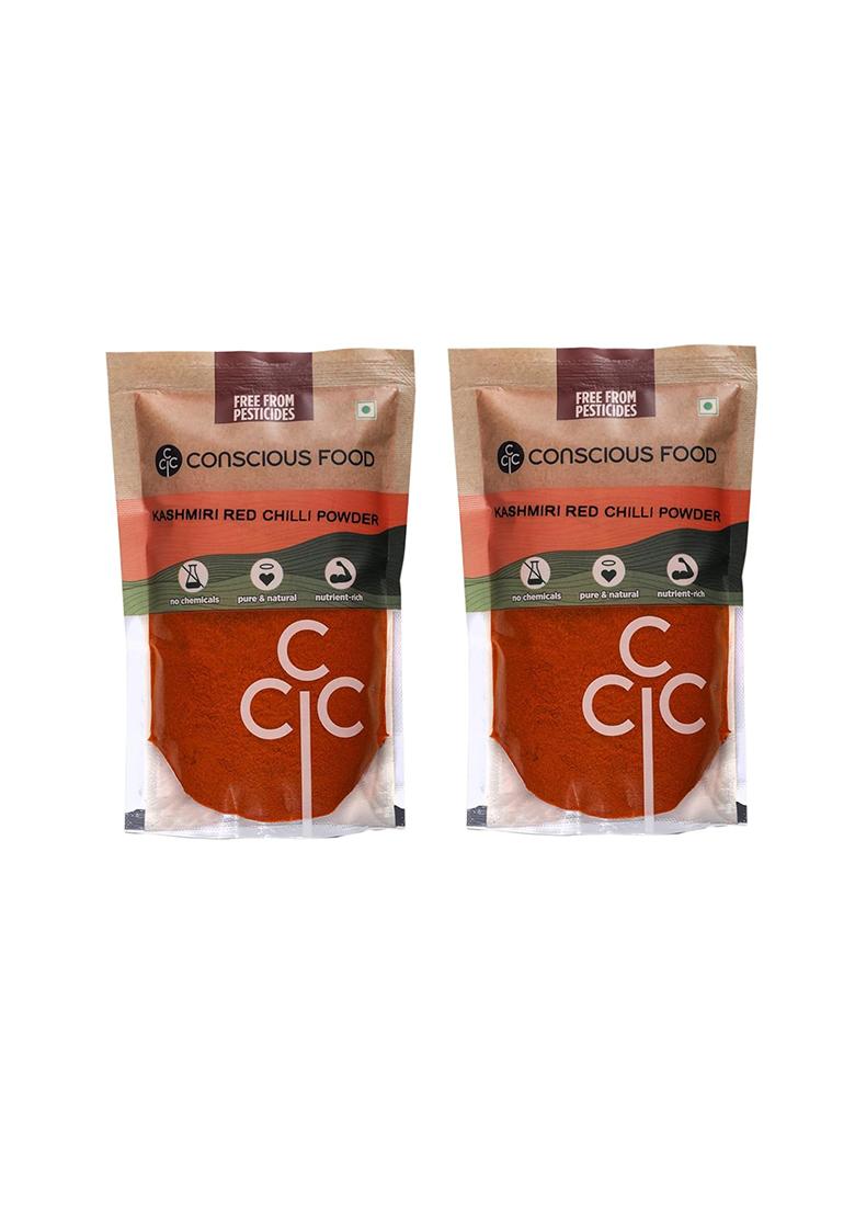 Conscious Food Kashmiri Red Chilli Powder | 200G (100G X 2) Iron-Pounded 100% Natural