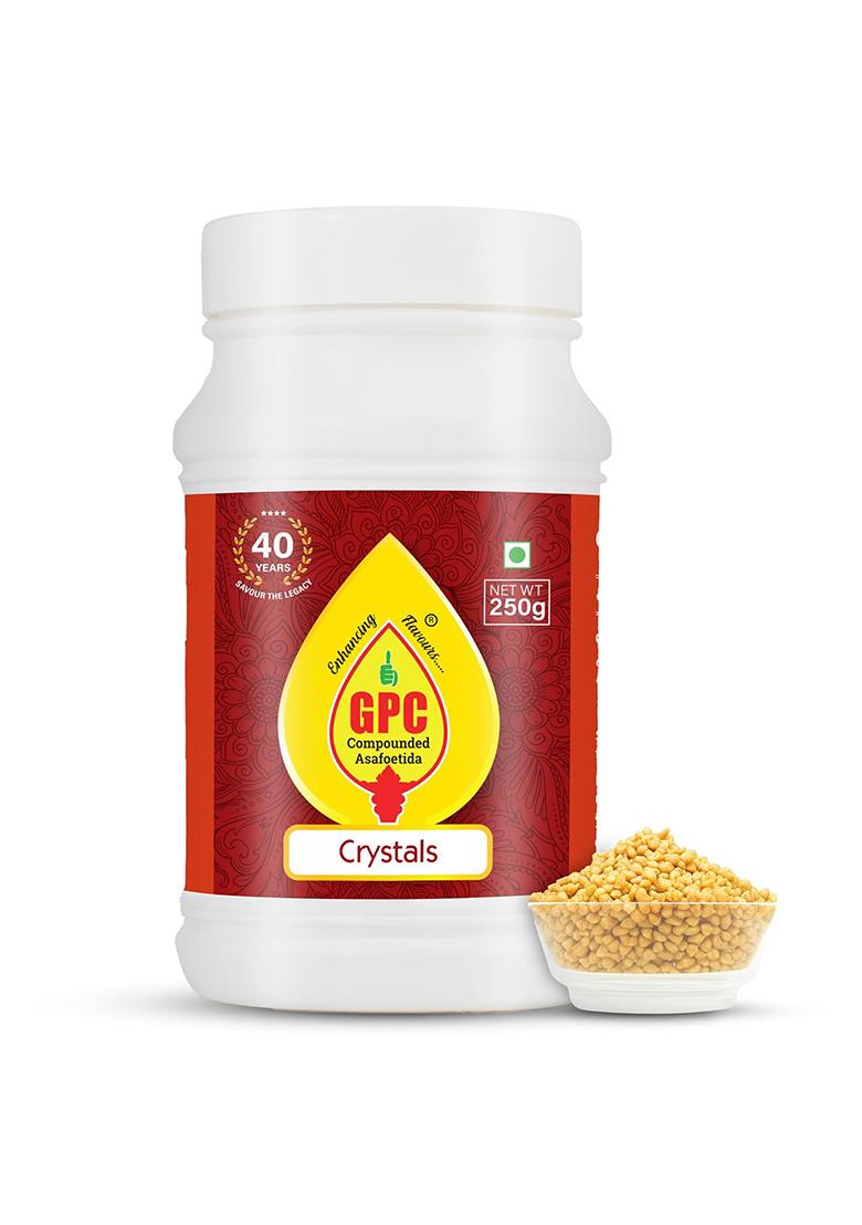 Gpc Compounded Asafoetida Crystals 250G | Small Hing For Indian Cooking Strong Blend, Rich Flavour And Taste, Antioxidant-Rich, Digestive & Aromatic Spice