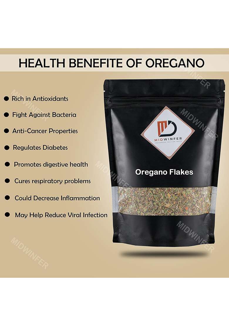 Midwinfer Oregano Leaves | Dried And Crushed Flakes 250G For Pizza - Indya