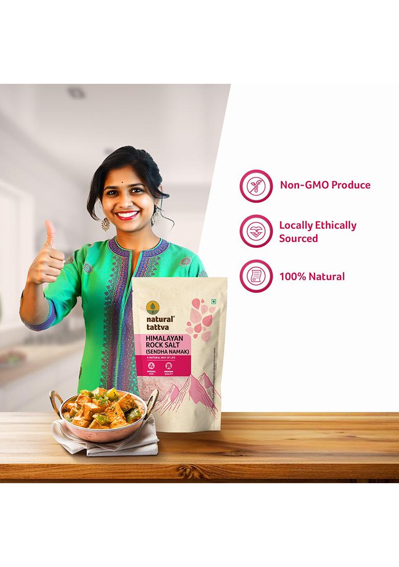 Organic Tattva Himalayan Pink Salt 500G | Natural Crystal Sendha Namak For Cooking & Wellness Unrefined Mineral-Rich Rock