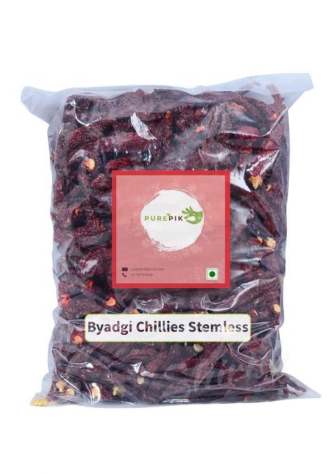 Pure Pik Purepik Byadgi Red Chilli Whole(Stemless)-400 Grams,/Red Whole/Dry Chilli/Lal Mirch Sabut