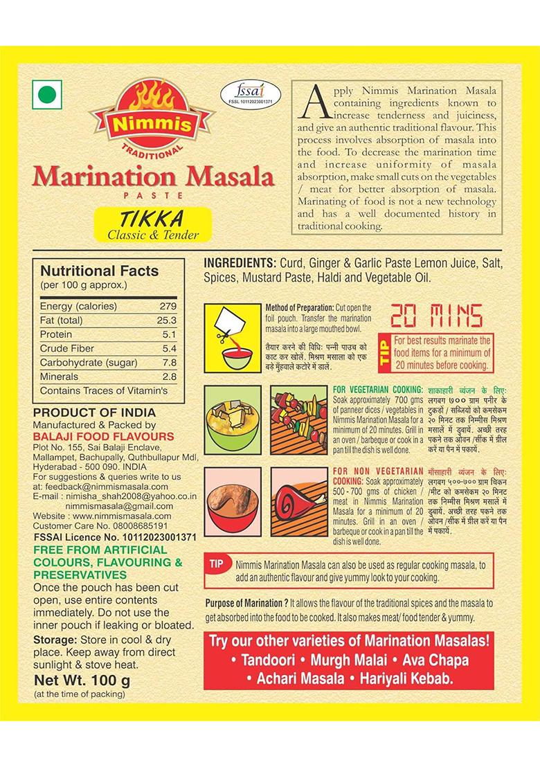 Nimmis Nimmi'S Tikka Marination Masala Combo | Pack Of 3 Perfect Spice Blend For Delights