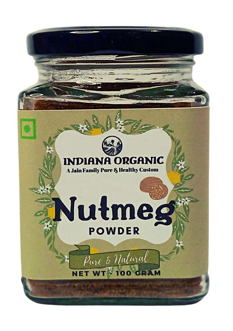 Indiana Organic Jaiphal Powder | Nutmeg Jathikai Packed On Order Fresh Zero Added Colours, Fillers, Additives & Preservatives 100 Gram Ground - Indya