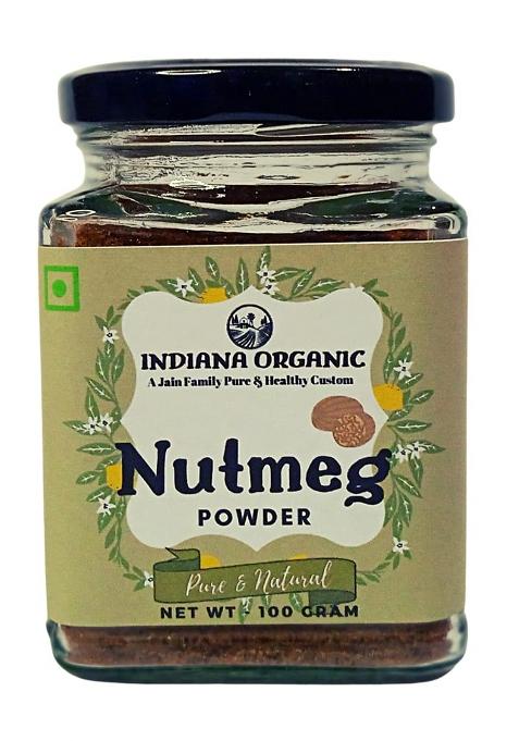 Indiana Organic Jaiphal Powder | Nutmeg Jathikai Packed On Order Fresh Zero Added Colours, Fillers, Additives & Preservatives 100 Gram Ground