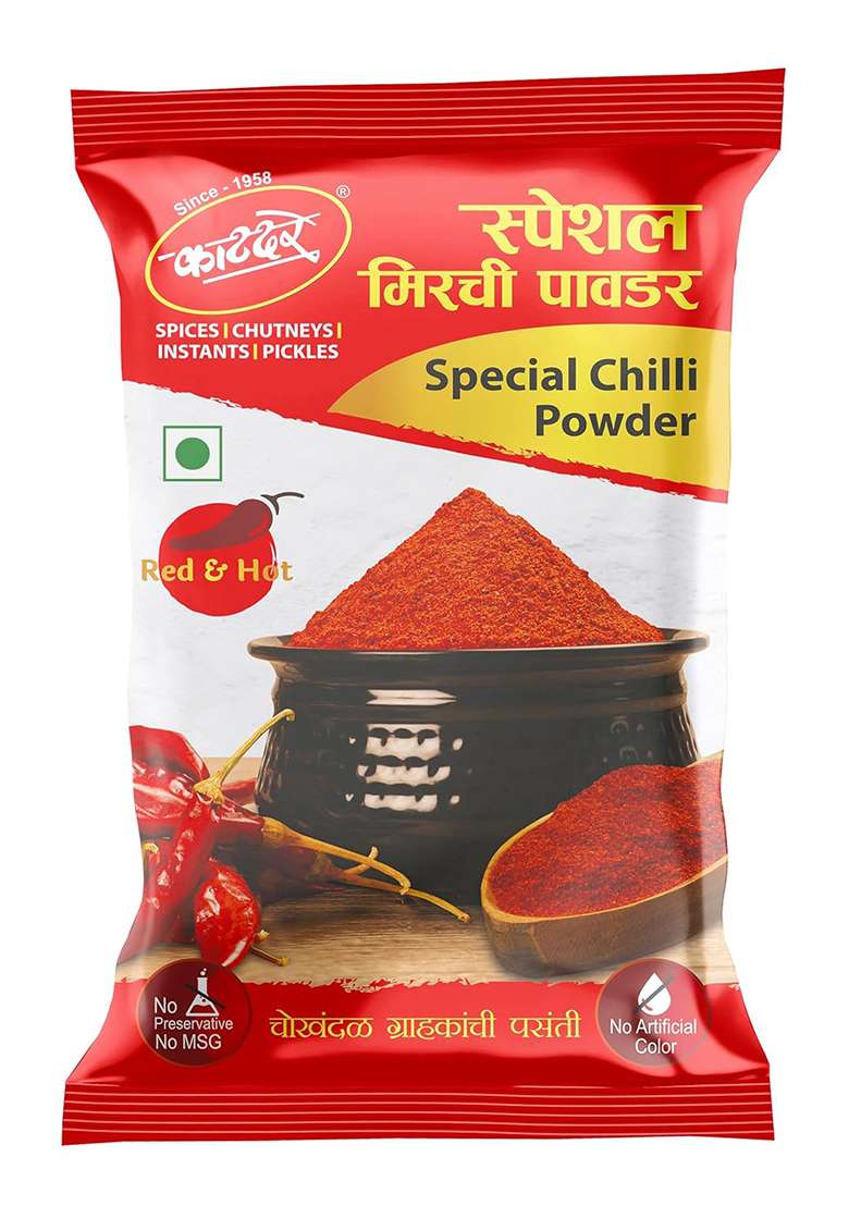 Katdare Special Chilly Powder 1Kg | Mirchi No Artificial Flavor And Preservative Authentic Taste Hot & Red (1 Kg) - Indya