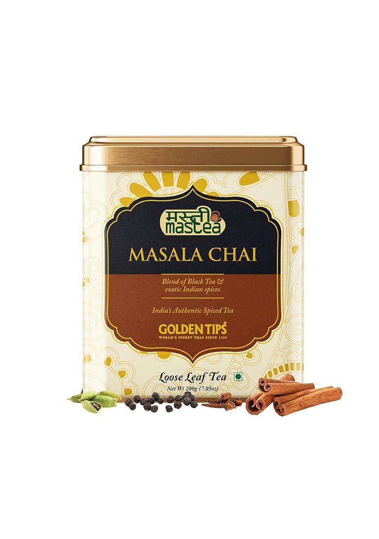 Golden Tips Masala Chai, Classic Indian Spiced Tea With Natural Black Tea, Ginger, Cardamom, Cloves & Cinnamon, Rich, Bold Aromatic (200 Gram, 100 Cups)