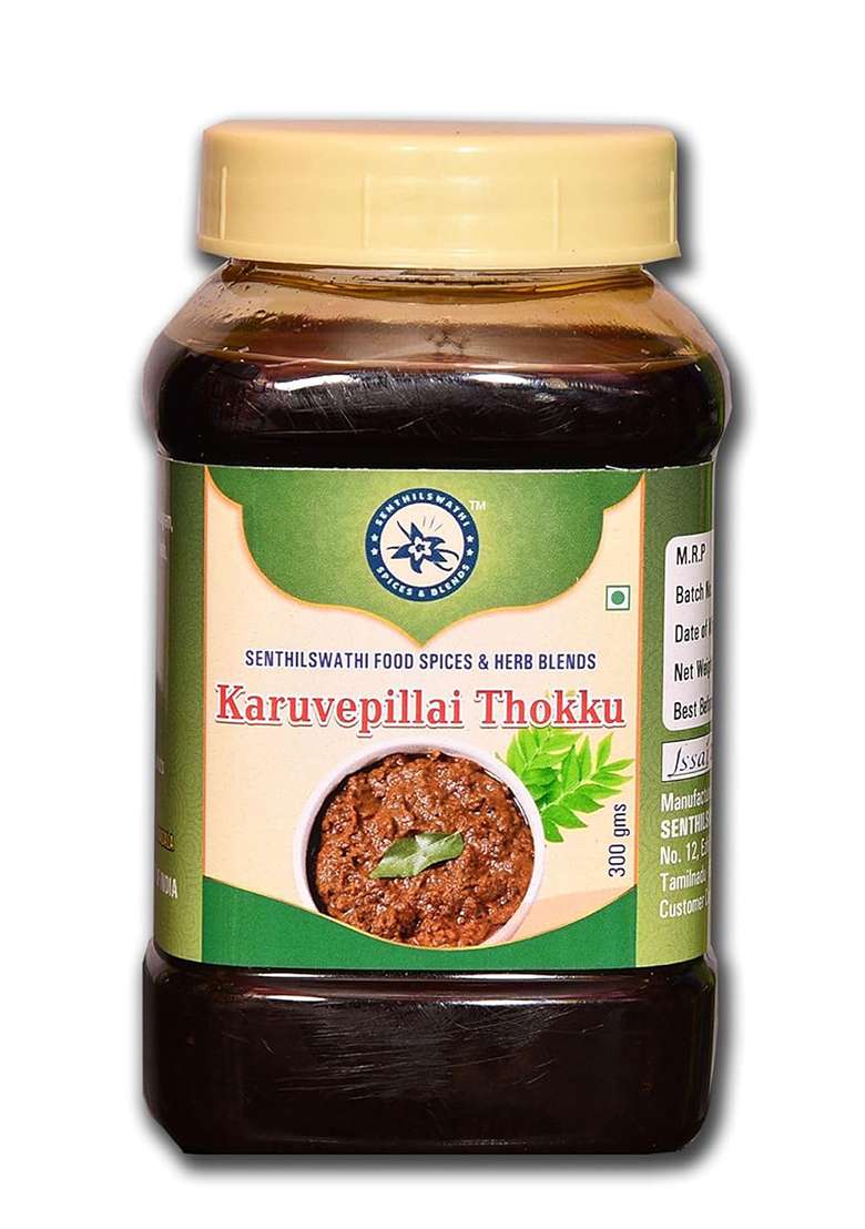 Senthilswathi Food Spices & Herb Blends Karuvepillai Thokku-300G Very Tasty Rice Mix Home Made With Pure Gingelly Oil Skin Hair Care Chettinadu Specil Delicious No Preservatives - Indya