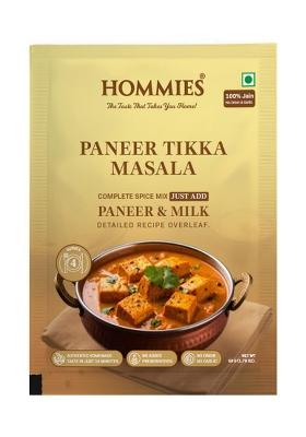 Hommies Dhaba Style Jain Paneer Tikka Masala Curry Spice Mix | No Onion Garlic Ready To Cook In 15 Mins Just Add & Milk Authentic Serves 4 Preservatives Pack Of (200G, 50G Each)
