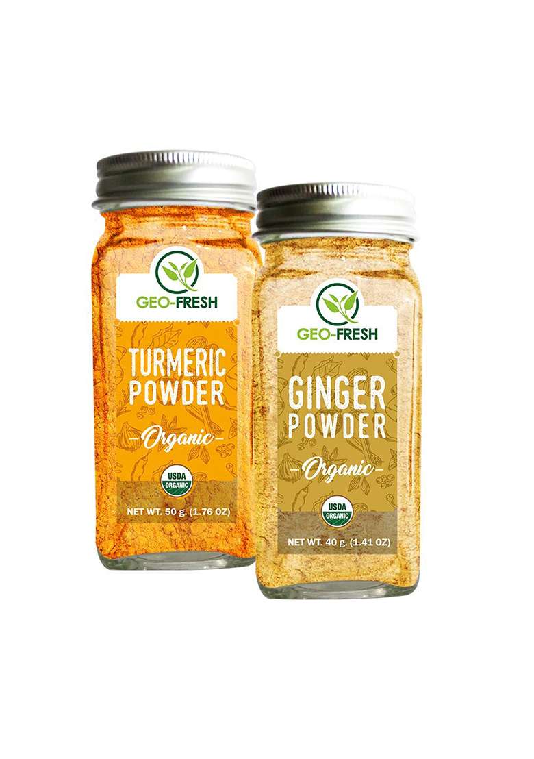 Geo-Fresh Organic Combo (Turmeric Powder 60G + Ginger 45G) - Usda Certified - Indya