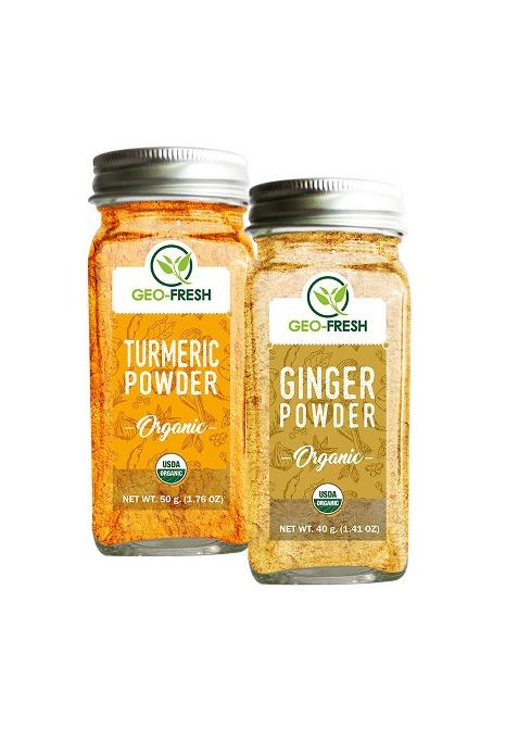 Geo-Fresh Organic Combo (Turmeric Powder 60G + Ginger 45G) - Usda Certified