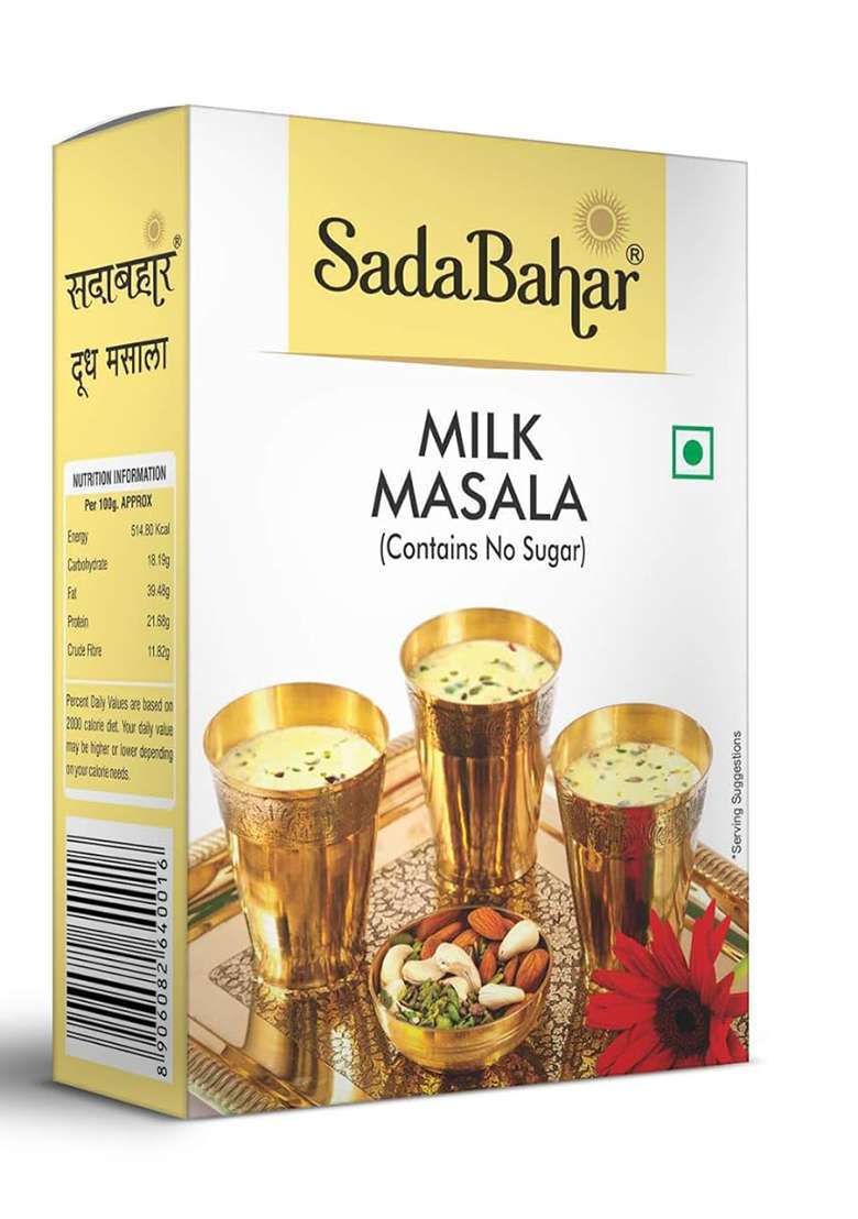 Sadabahar Masale Milk Masala Powder Enriched With Dry Fruits And Kesar | No Added Sugar Doodh (Pack Of 4, 20 Grams Each, 80 Gm) - Indya