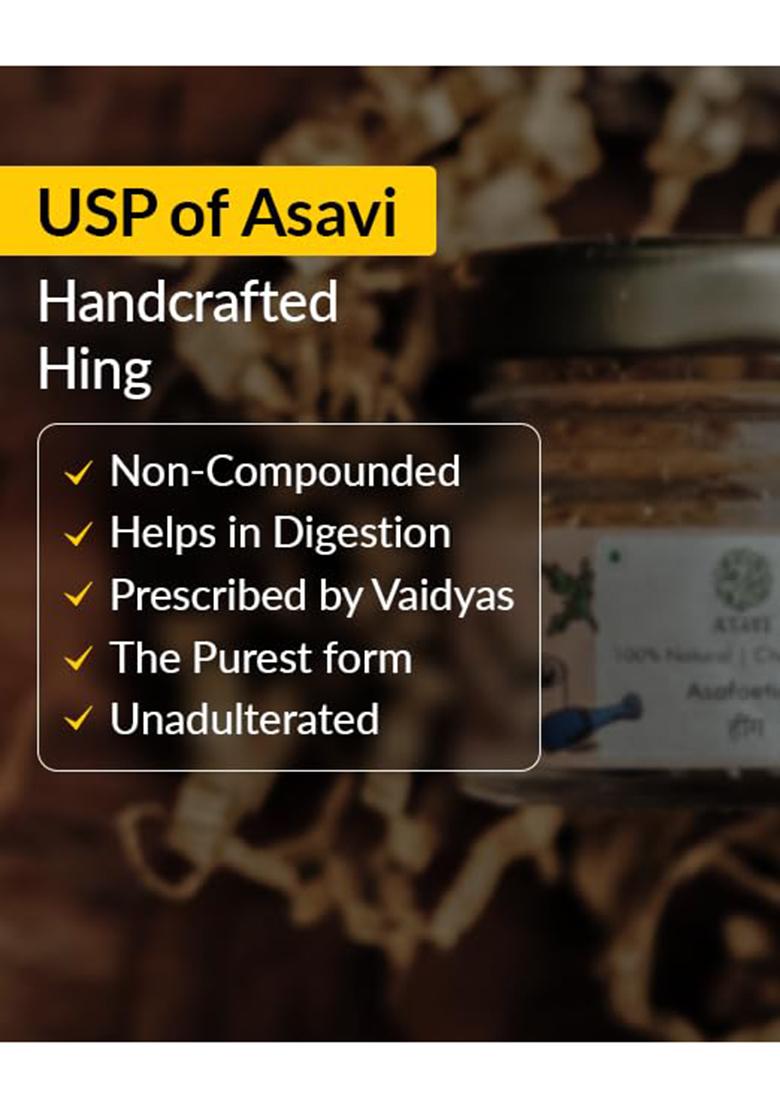 Asavi Handcrafted Hing I 100% Natural Unadulterated Aesafoetida Pack Of 1-10 Gm Glass Jar