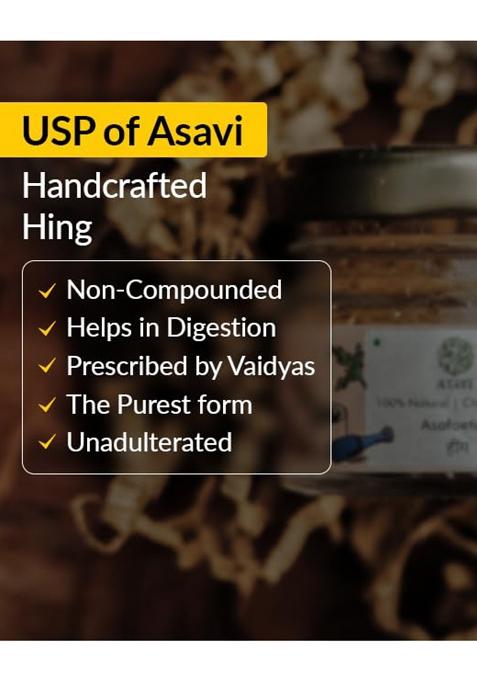 Asavi Handcrafted Hing I 100% Natural Unadulterated Aesafoetida Pack Of 1-10 Gm Glass Jar