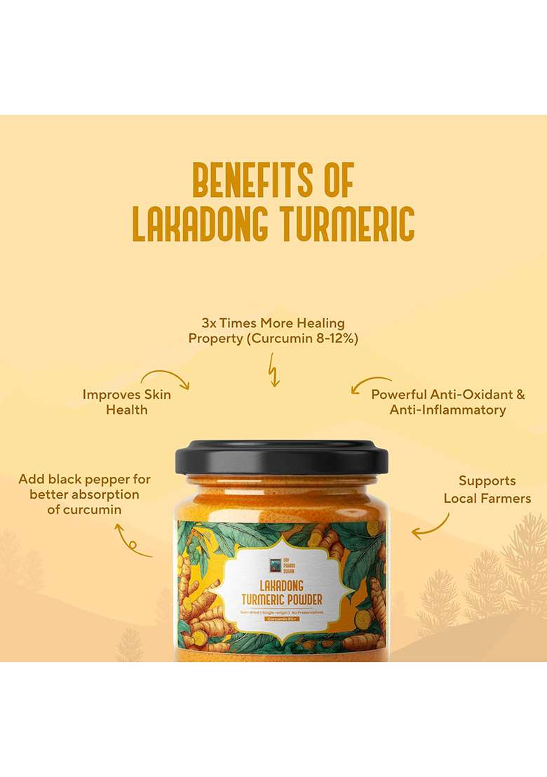 My Pahadi Dukan (Mpd) Lakadong Turmeric Powder 100G, Single-Origin, 8 10% Curcumin, Hand-Harvested & Sun-Dried, Pure Chemical-Free Haldi, Strong Aroma Deep Golden Color, Lab-Tested, From Meghalaya - Indya