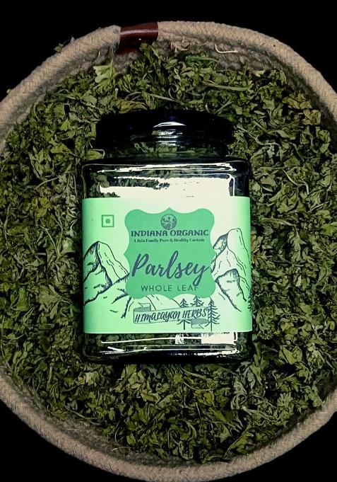 Indiana Organic Parsley Leaves Whole Dry, Himalayan Herbs, Highly Aromatic & Freshly Harvest