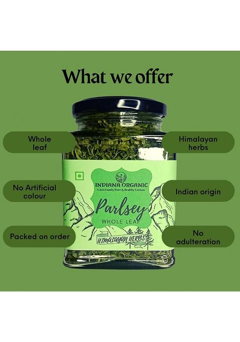 Indiana Organic Parsley Leaves Whole Dry, Himalayan Herbs, Highly Aromatic & Freshly Harvest