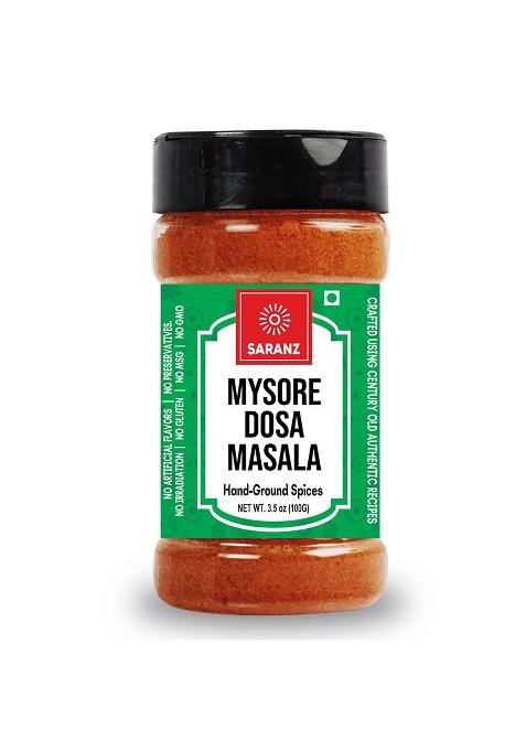 Saranz Mysore Dosa Masala Indian Spice Instant Perfect For Cooking, Ready To Use, No Added Colours, Powders And Masalas, Premium Artisanal Spices With Rich & Strong Flavour-100 Grams Sprinkler Jar