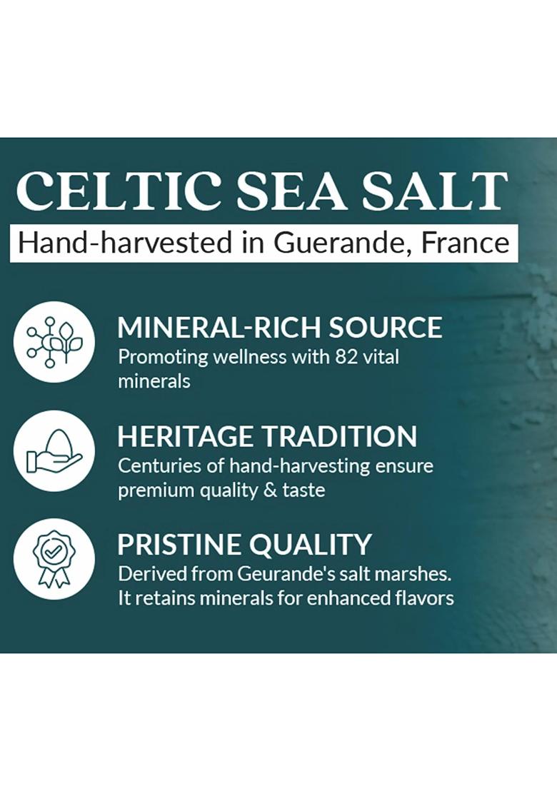 Agrogreen Organic Celtic Sea Salt Mineral Rich Salt, 100% Pure & Natural Hand Harvested Sel Gris, Best For Cooking
