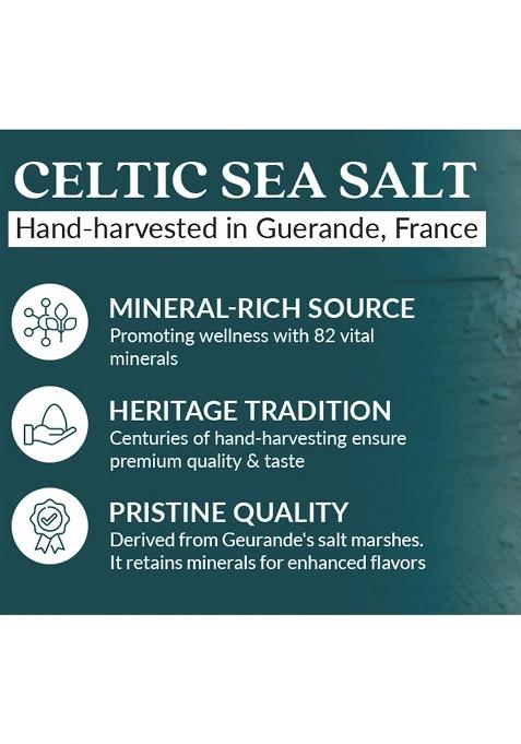 Agrogreen Organic Celtic Sea Salt Mineral Rich Salt, 100% Pure & Natural Hand Harvested Sel Gris, Best For Cooking
