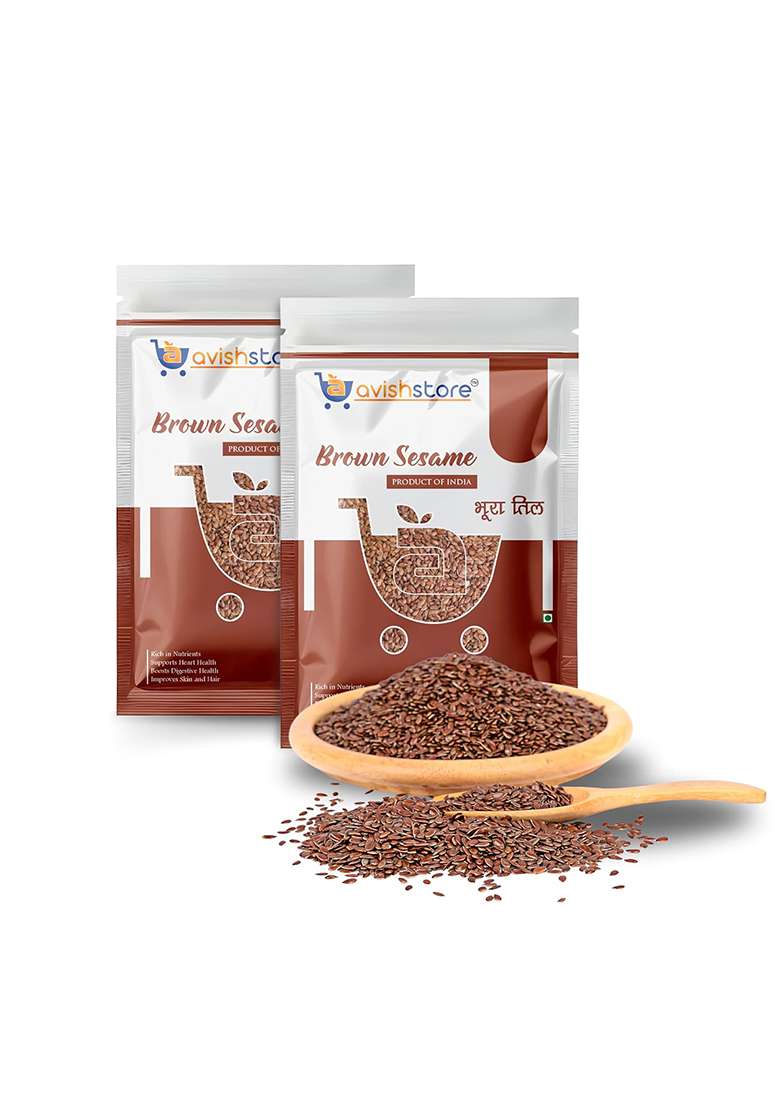 Avishstore Brown Sesame Seeds (Till), Natural Whole Spices For Cooking, 200G (100G X 2 Packs) - Indya