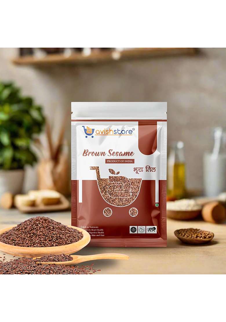 Avishstore Brown Sesame Seeds (Till), Natural Whole Spices For Cooking, 200G (100G X 2 Packs) - Indya