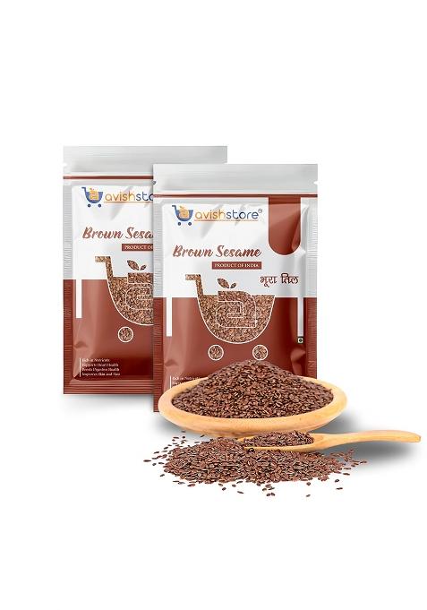 Avishstore Brown Sesame Seeds (Till), Natural Whole Spices For Cooking, 200G (100G X 2 Packs)