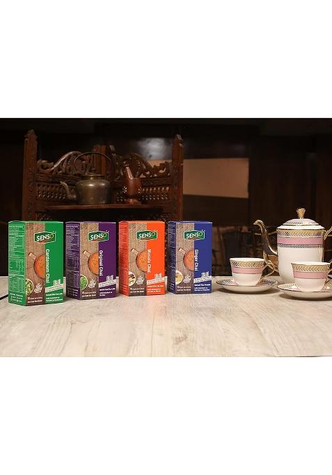 Senso Instant Tea Premix (Masala + Ginger Cardamom Plain) Elaichi Sachets | Assorted Combo Elaichi, & Masala Pack Of 4 Flavours