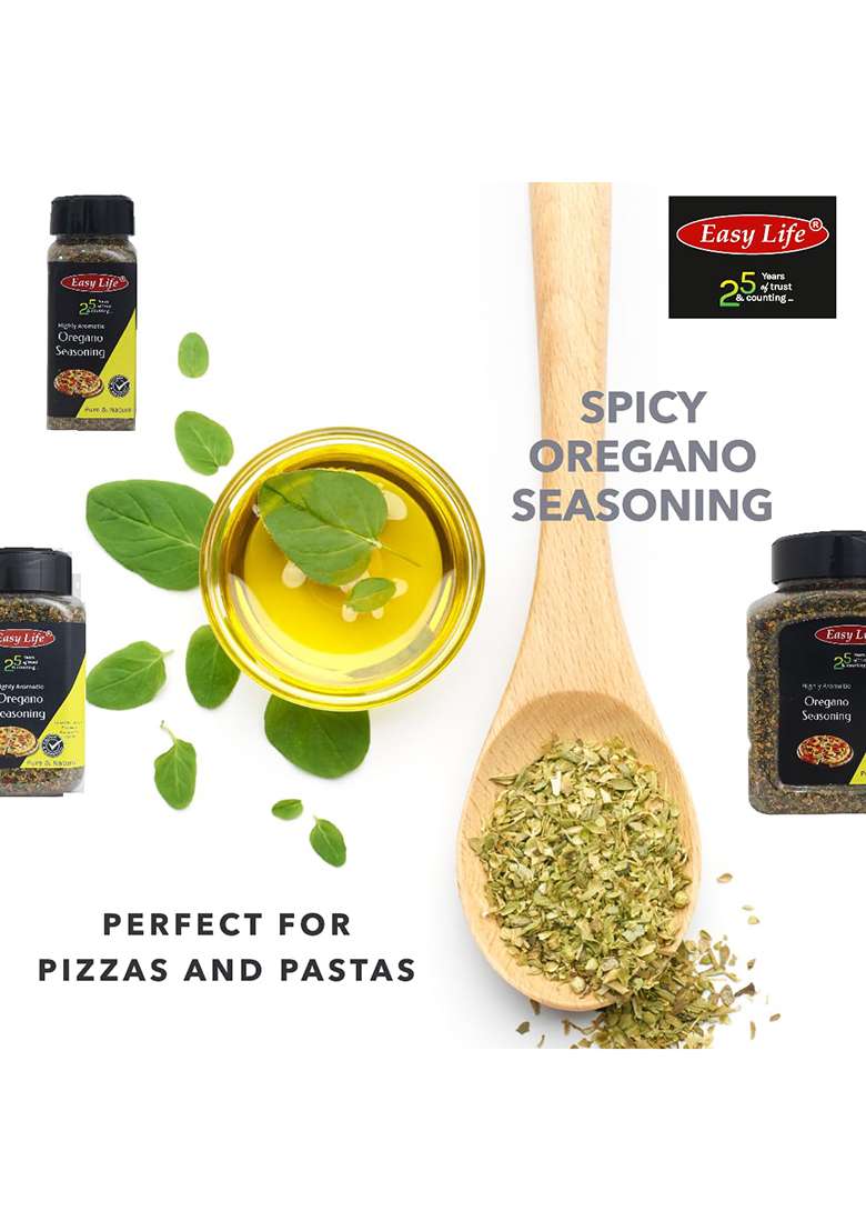 Easy Life Oregano Seasoning 230Gram I Ideal Blend Mix Of Herb And Spice With Chili Flakes For Pizza Pasta Versatile Chefs Choice Powder Spices Herbs Contains Garlic - Indya