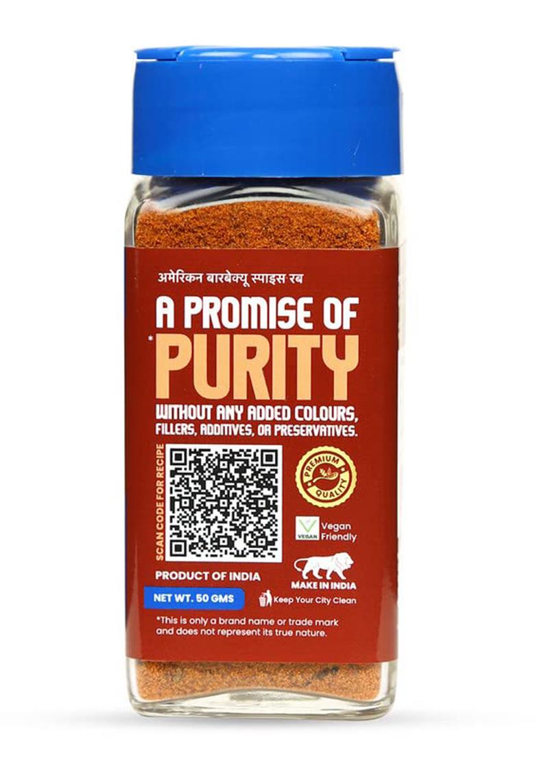 Crista American Barbeque Spice Rub | International Spices Blend Bbq Seasoning For Vegetables & Paneer Zero Added Colours, Fillers, Additives Preservatives 50 Gms