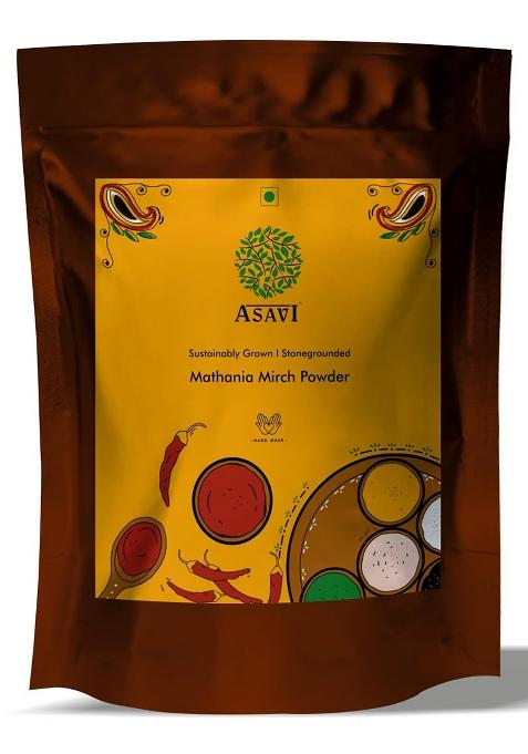 Asavi 100% Natural Mathania Mirch Powder I Red Chilli Stone Ground Chemical Free Pack Of 1 (150 Gm)