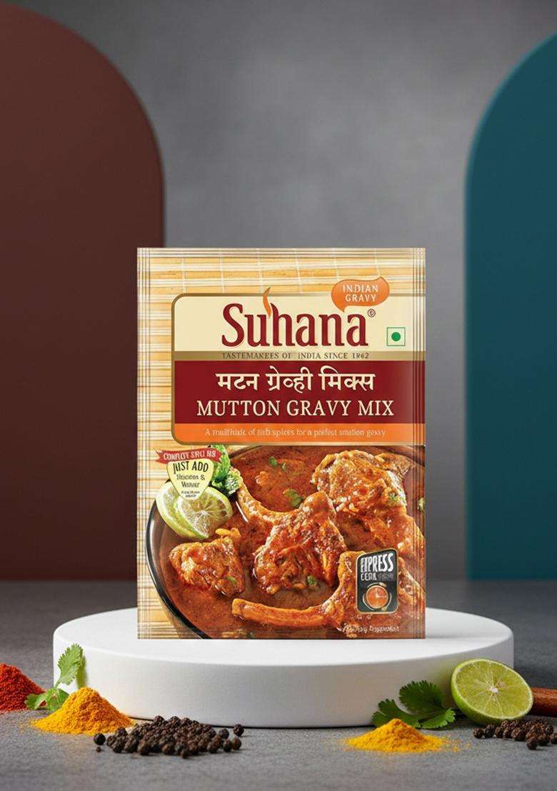 Suhana Mutton Gravy Spice Mix 80G Pouch - Pack Of 3 - Indya