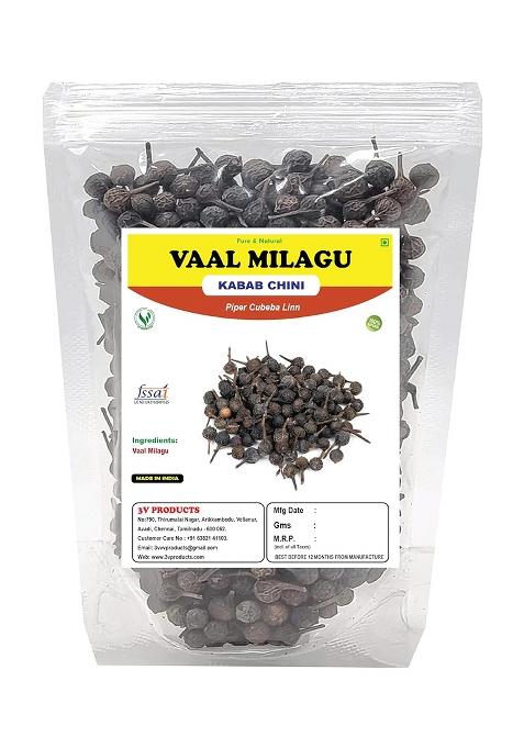 3V Products Vaal Milagu 50 Grams|Kabab Chini|Black Pepper Cubeba Linn|Shital Chini|Cubeb Berries