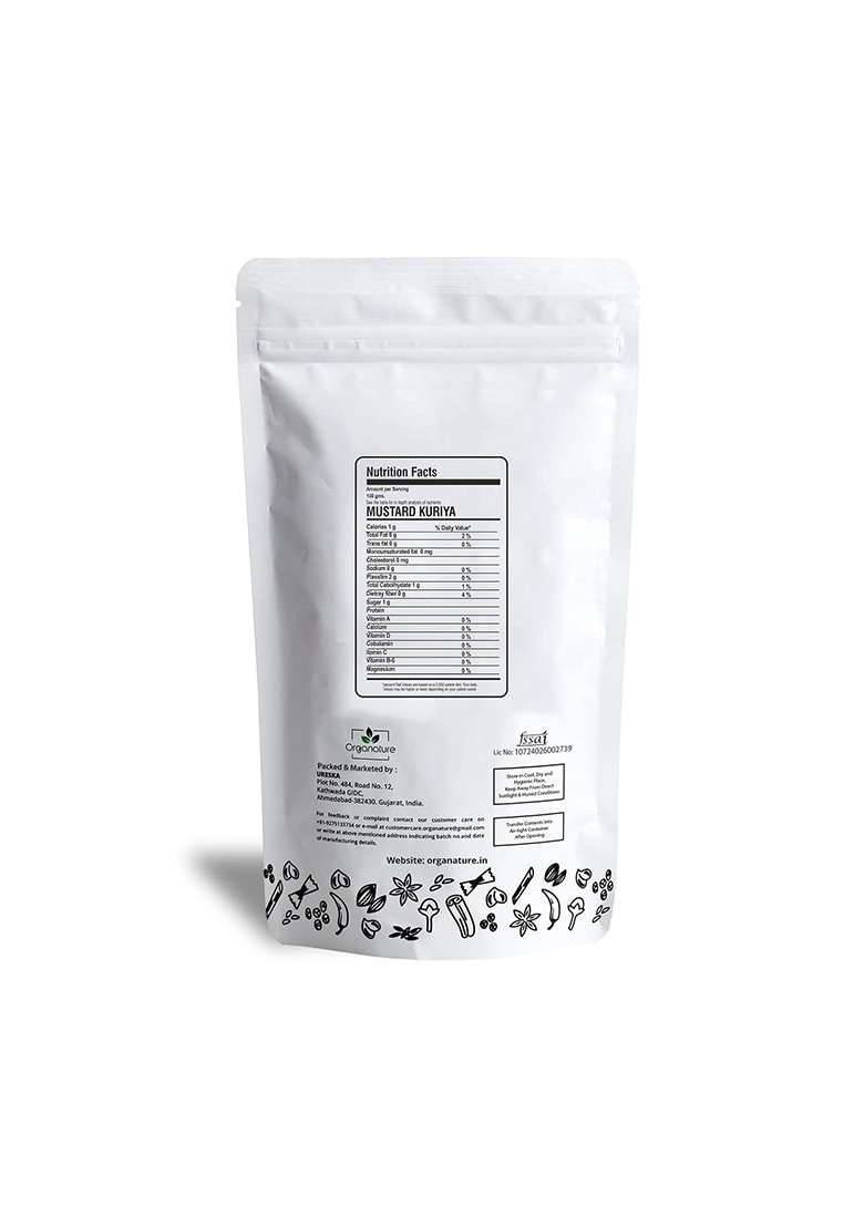 Organature Natural Split Kernels Of Mustard Yellow Seed Raidal For Pickle Pack 350 Gm - Indya