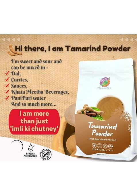 Saipro Nature Our Future Tamarind Powder Dry (Emali Powder) 200 G, Seedles Free Flowing Ready To Use For Paste Popz Imli Pop Jaggery Tangy Emali Candy, Lollipop, Digestive Chutney| Pulp| Chaat| Sauce, 100% Clean Fresh, All Natural, No Preservatives, Sugar
