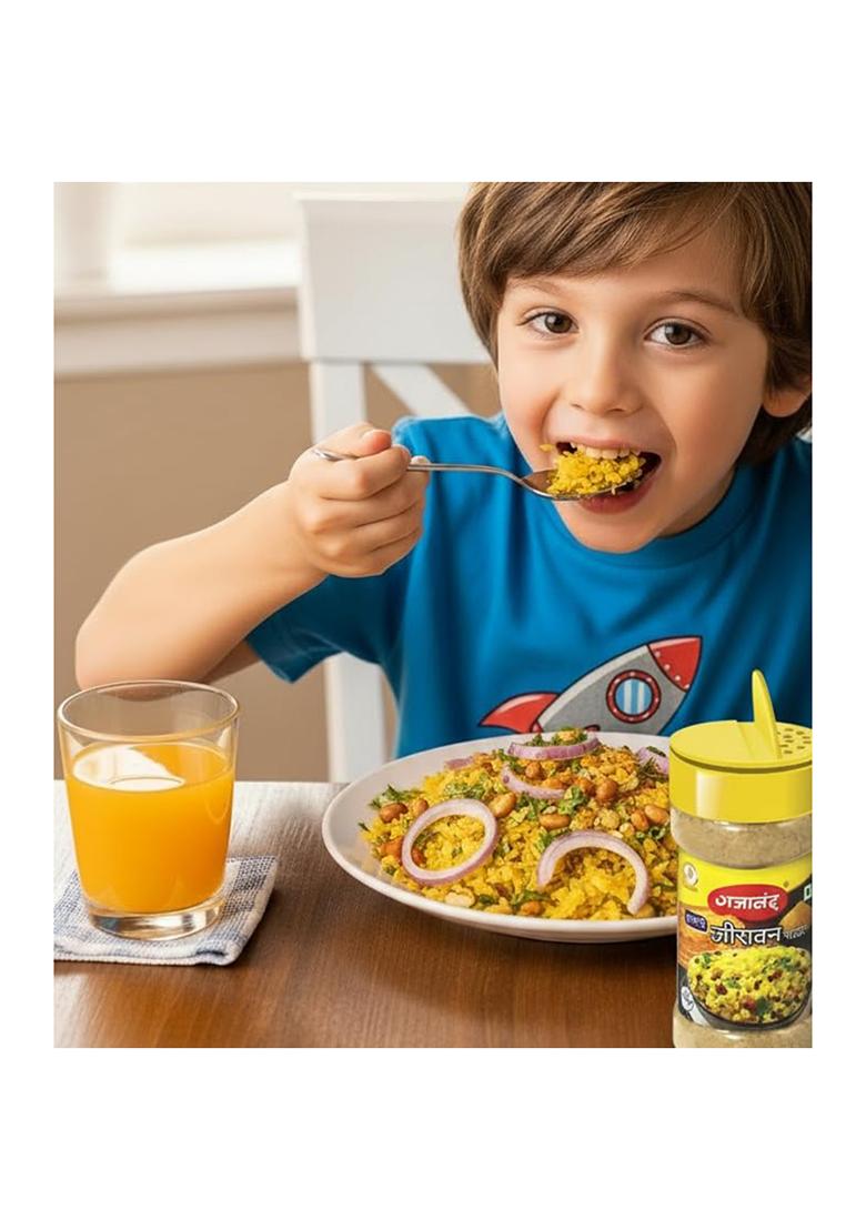 Gajanand Indori Jiravan Powder I Authentic Masala Yellow Spice Mix Seasoning Perfect For Poha & Snacks Indian With Shaker Top, 3 Pack