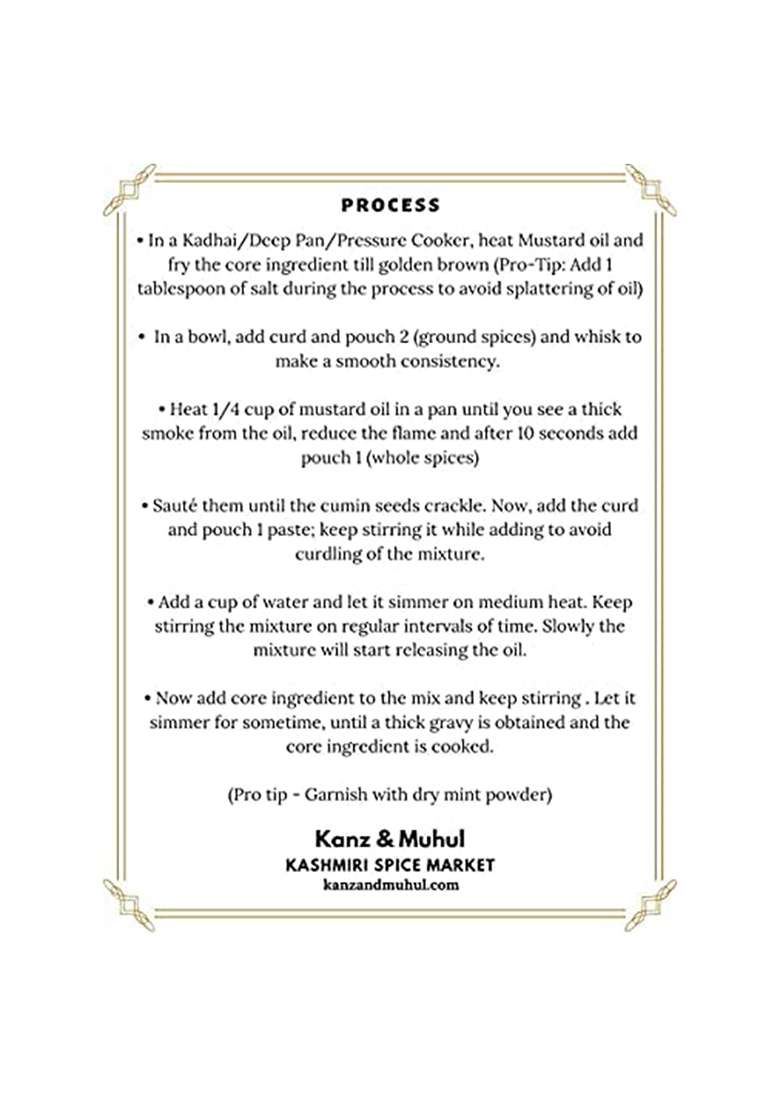 Kanz & Muhul Easy To Cook Kashmiri Yakhni Pulao Masala Spice Curry Mix (80 Gm), Ready Exotic Blend, Delicious, Flavourful Aromatic Chicken / Mutton Fir 1 Kg Use - Indya