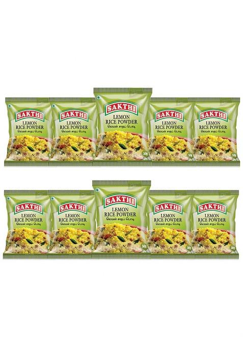 Sakthi 50 Gm Instant Ready Lemon Rice Mix Powder | South Indian Flavoured Premium Spices Blend (Pack Of 10)